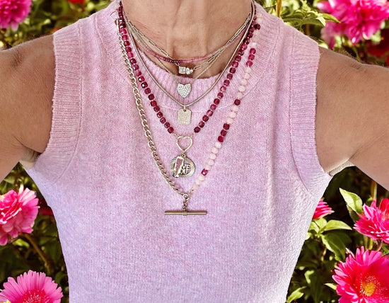 Morganite and Garnet Gemstone Necklace