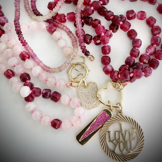 Morganite and Garnet Gemstone Necklace