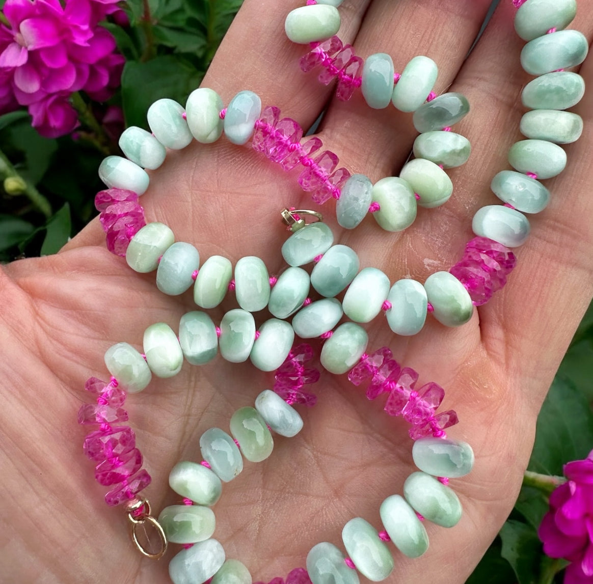 Green Moonstone Gemstone Necklace