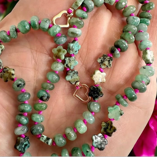 Emerald Flower Gemstone Necklace