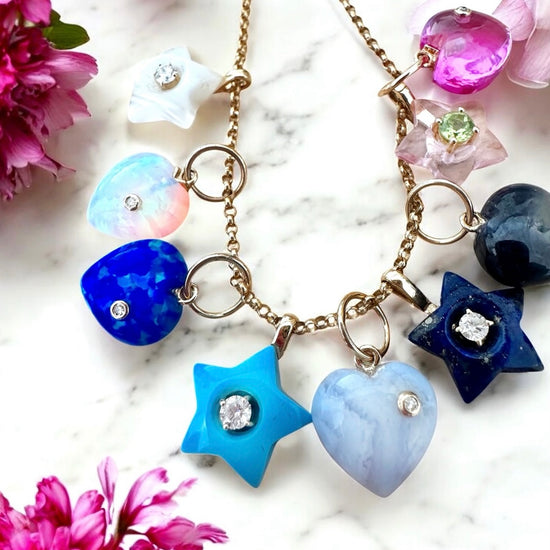 Blue Lace Agate Heart Charm