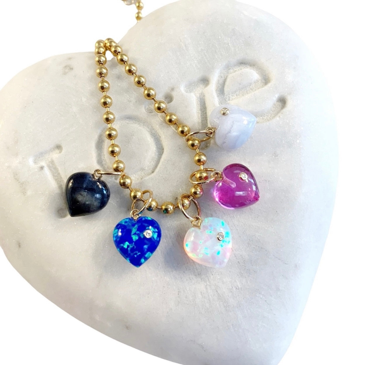 Blue Ethiopian Opal Heart Charm