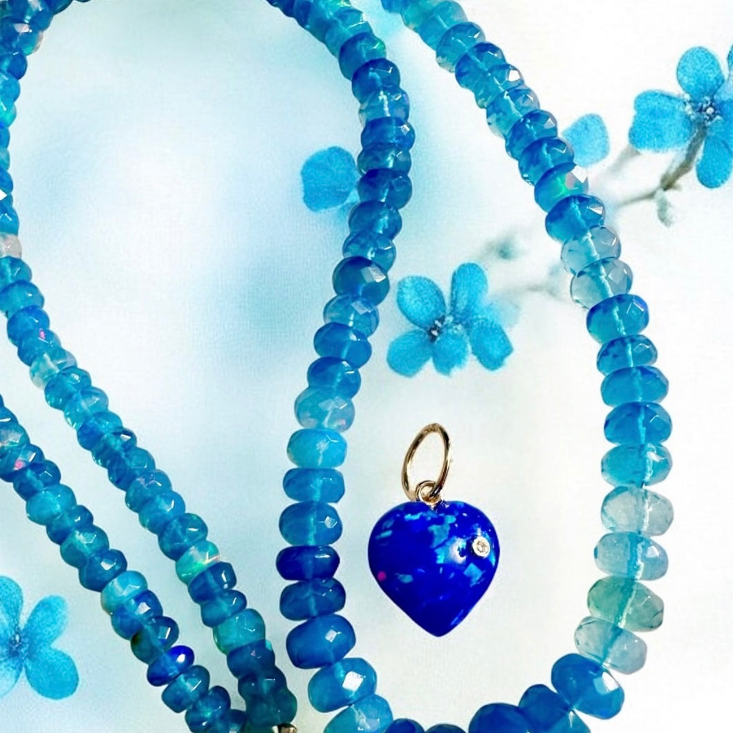 Blue Ethiopian Opal Heart Charm