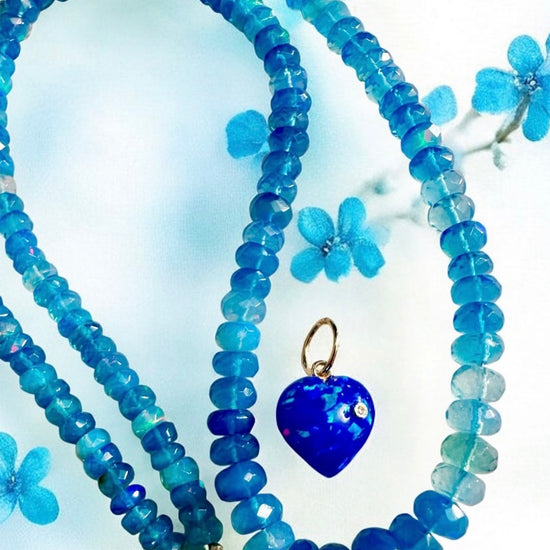 Blue Ethiopian Opal Heart Charm