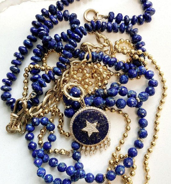 Lapis Star Diamond Charm