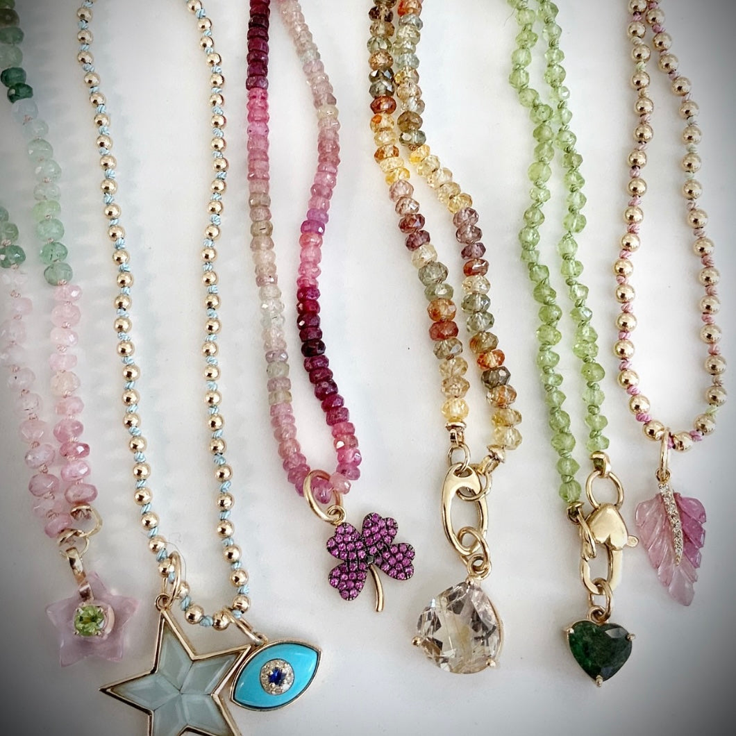 Tourmaline Carved Leaf Charm