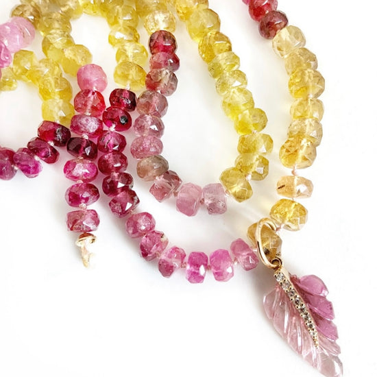 Tourmaline Carved Leaf Charm