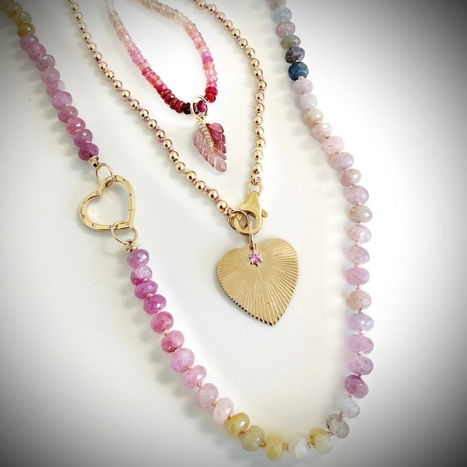 Fluted Gold Heart Charm