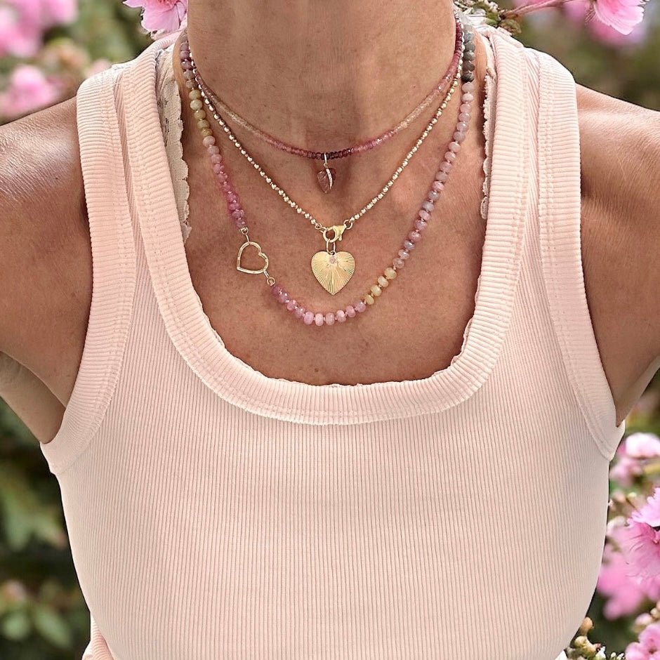 Fluted Gold Heart Charm