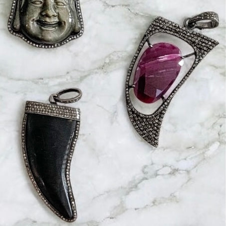 Black Wood Horn Charm