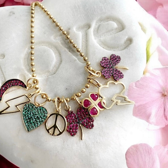 Pave Ruby Clover Charm