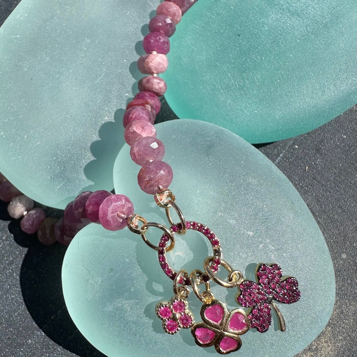 Pave Ruby Clover Charm