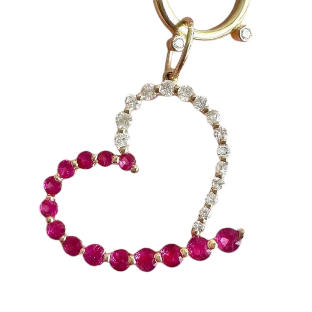 Pink Sapphire Diamond Heart Charm