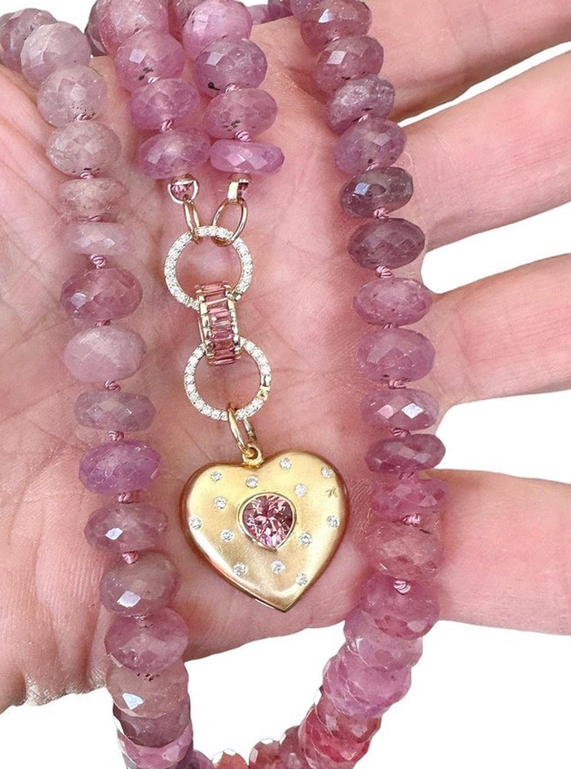 Pink Tourmaline Heart Charm