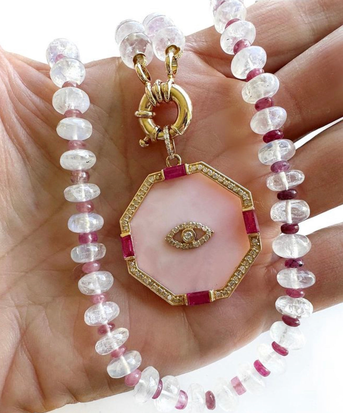 Load image into Gallery viewer, Pink Opal Hexagon Charm
