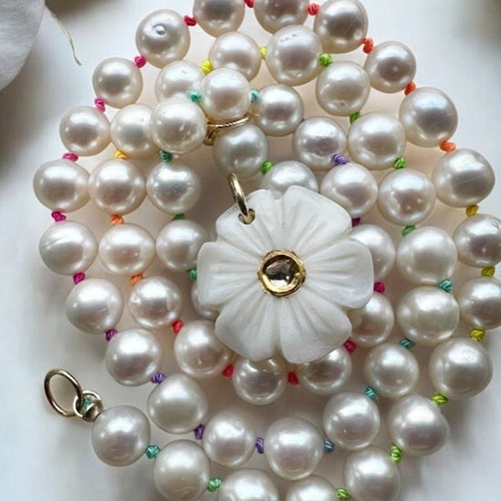 White Agate Flower Charm