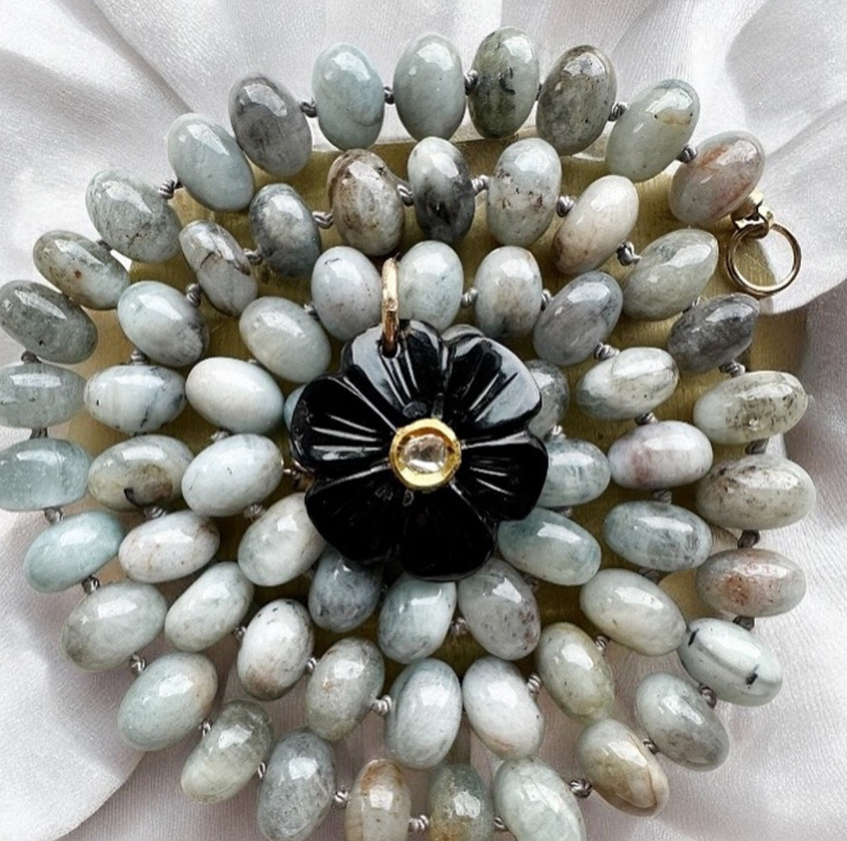 Onyx Flower Charm