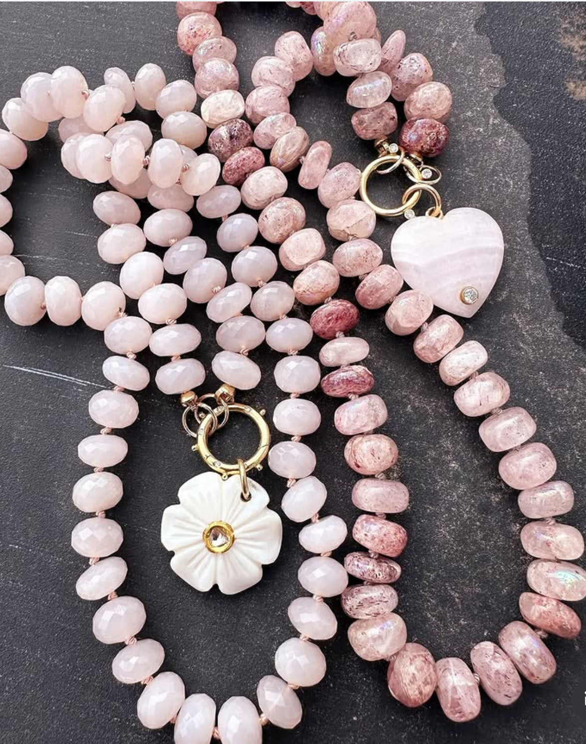 White Agate Flower Charm