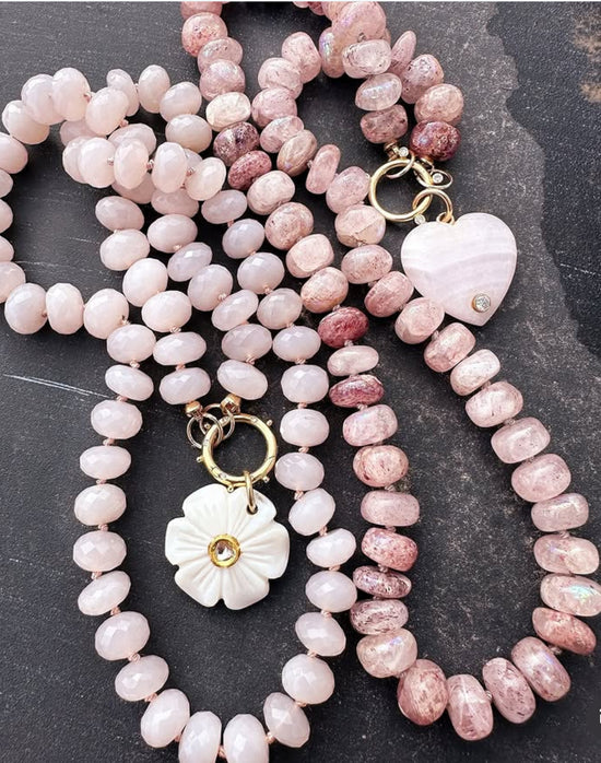 White Agate Flower Charm