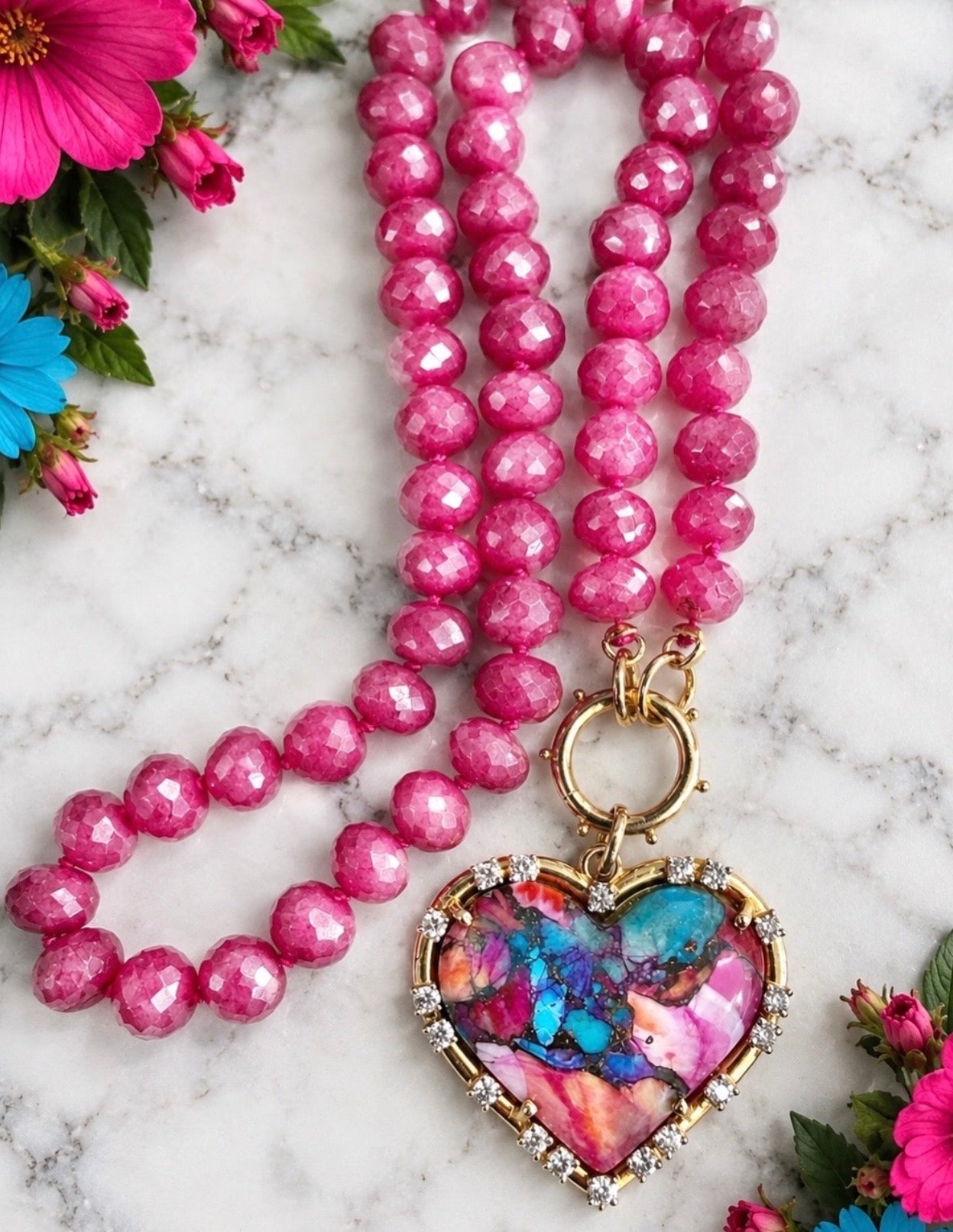 Coated Pink Moonstone Necklace