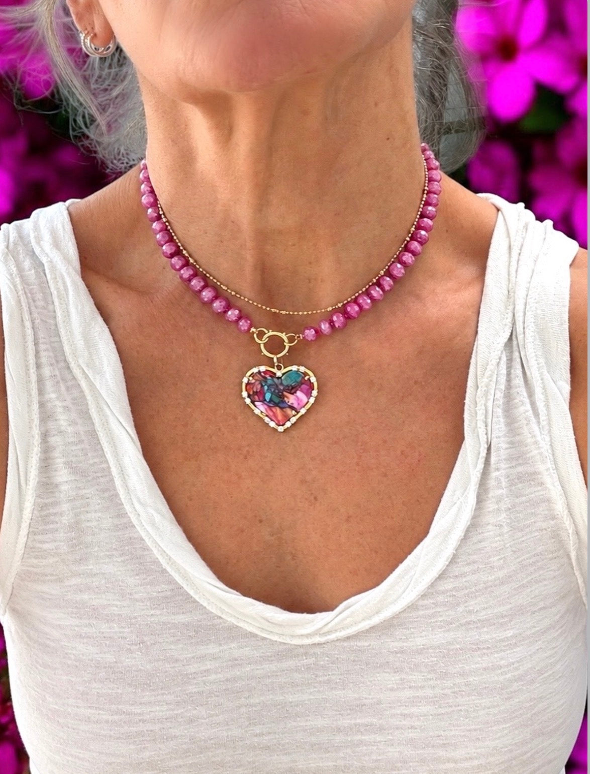 Coated Pink Moonstone Necklace