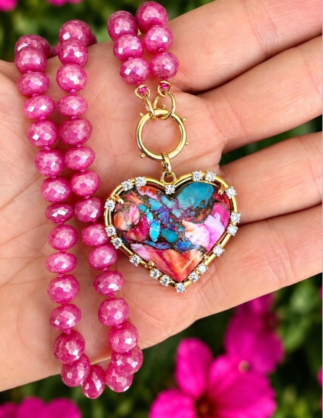 Coated Pink Moonstone Necklace