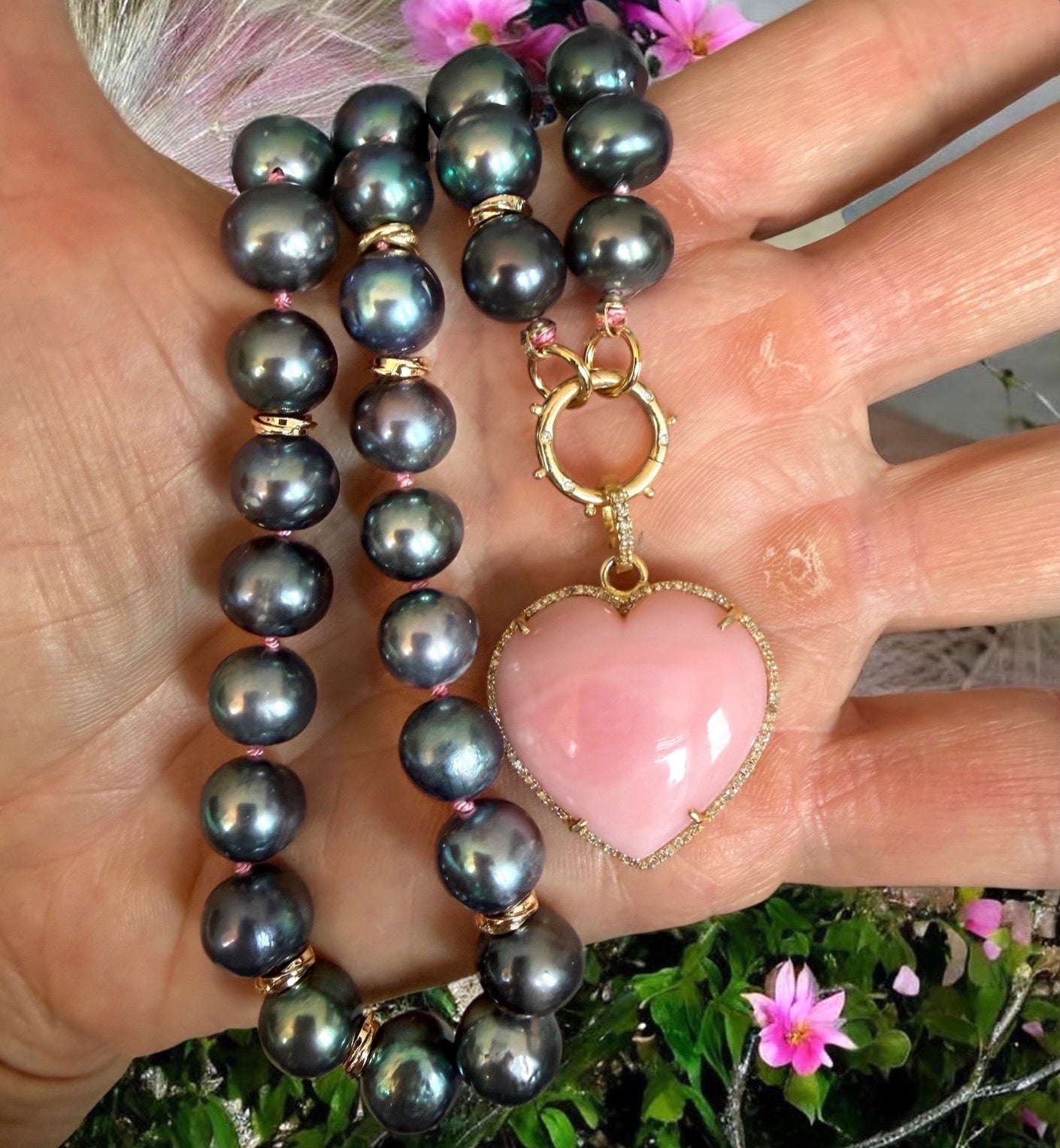 Pink Opal Heart Charm