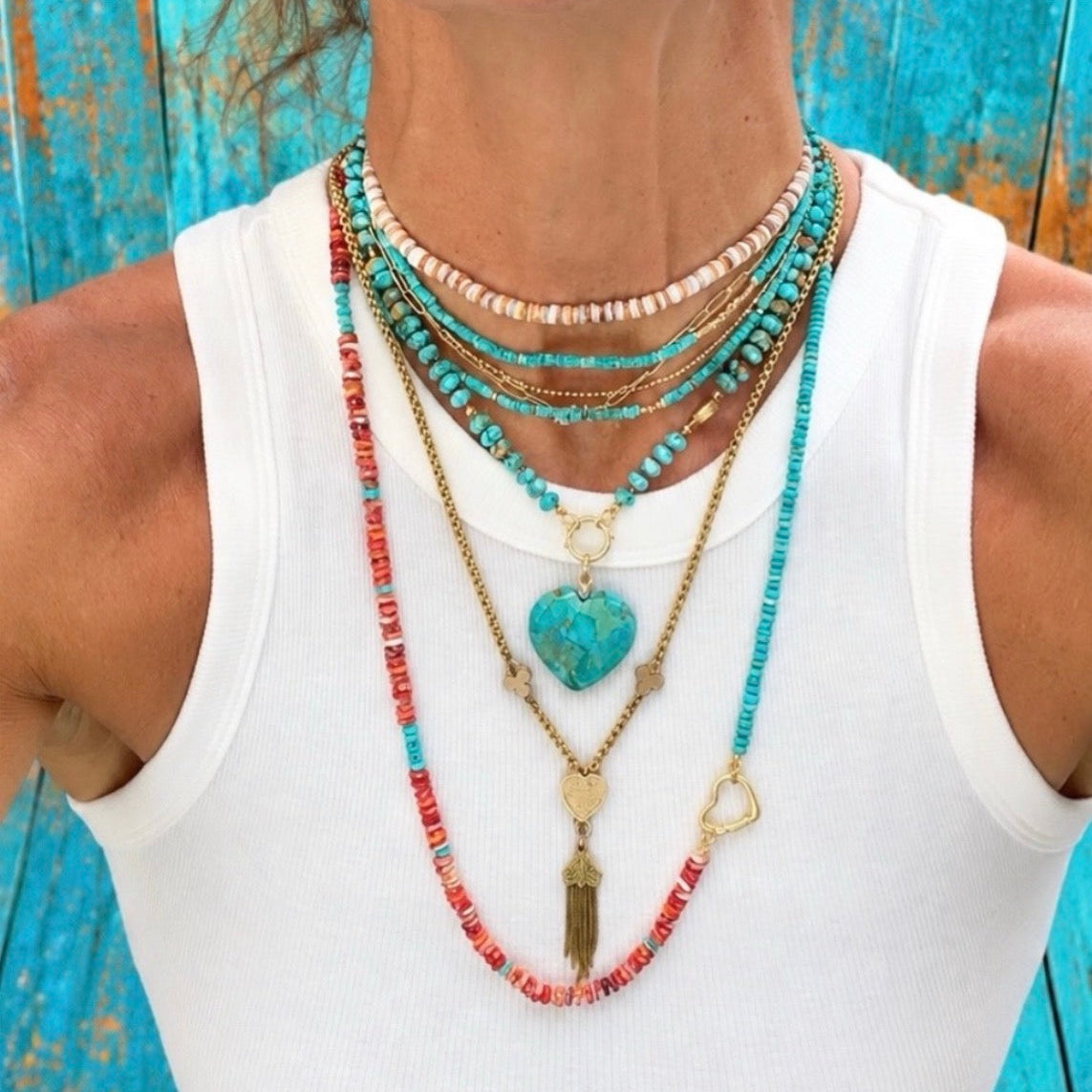 14K Turquoise Heart Charm