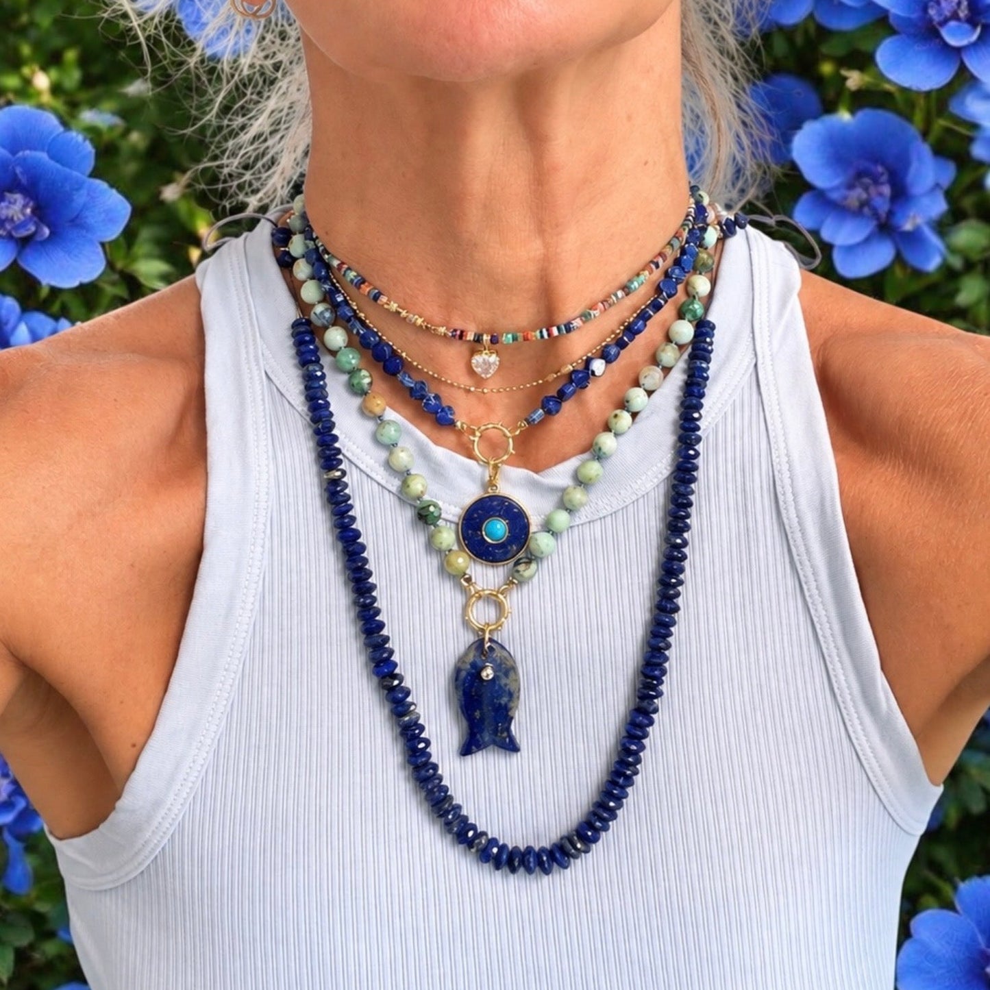 Lapis Heart Gemstone Necklace