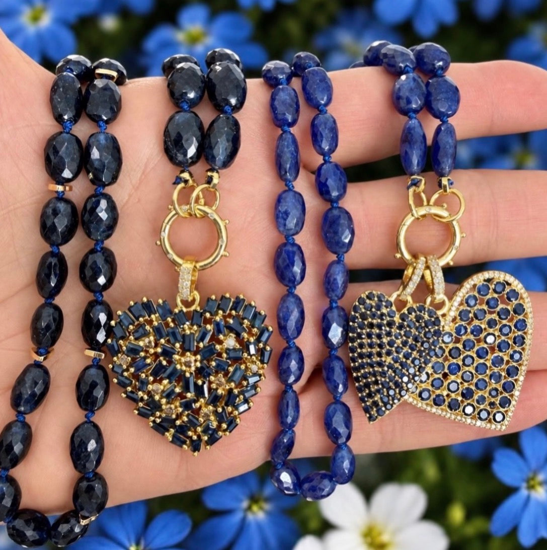 Blue Sapphire Heart Charm
