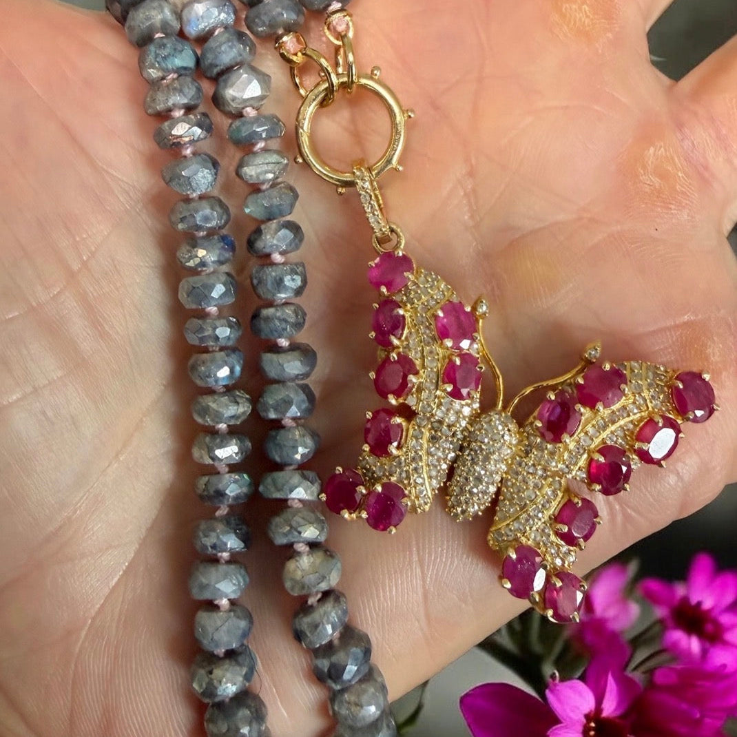 Ruby Butterfly Charm
