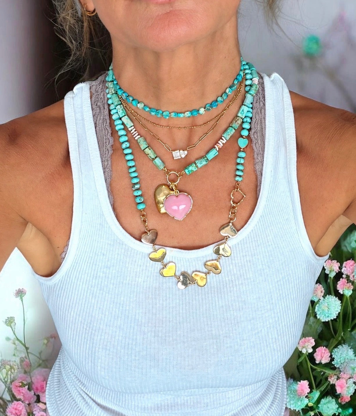 Sea Sediment Turquoise Heart Necklace