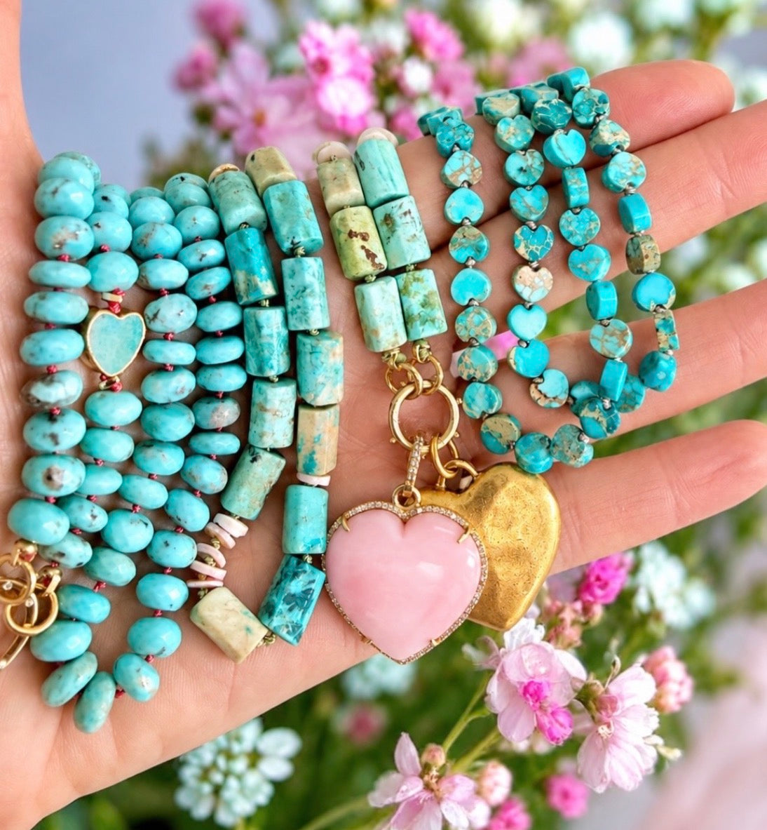 Sea Sediment Turquoise Heart Necklace