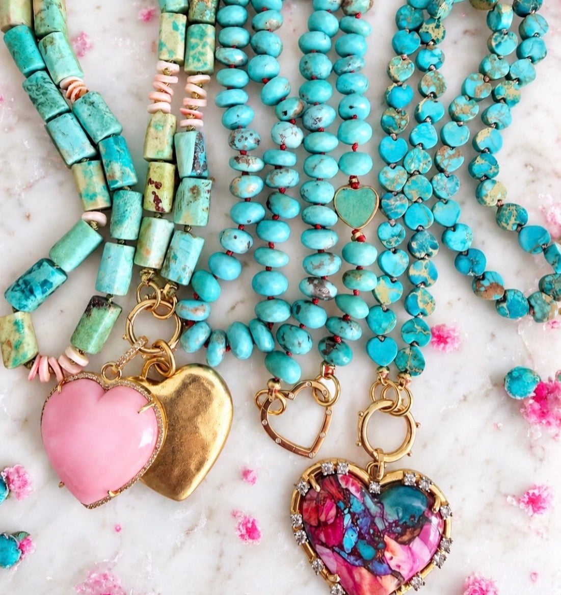 Sea Sediment Turquoise Heart Necklace