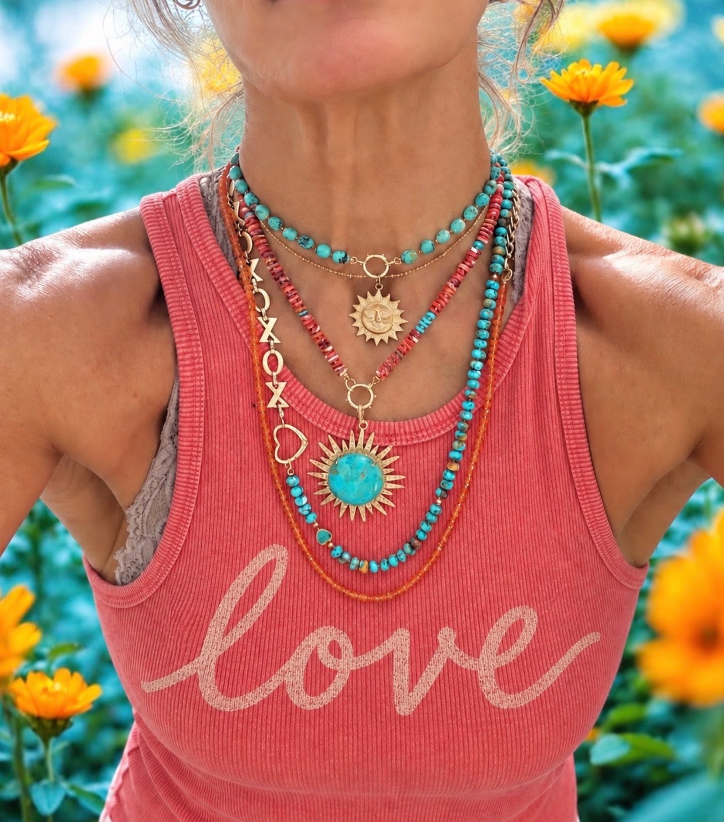 Turquoise Barrel Necklace
