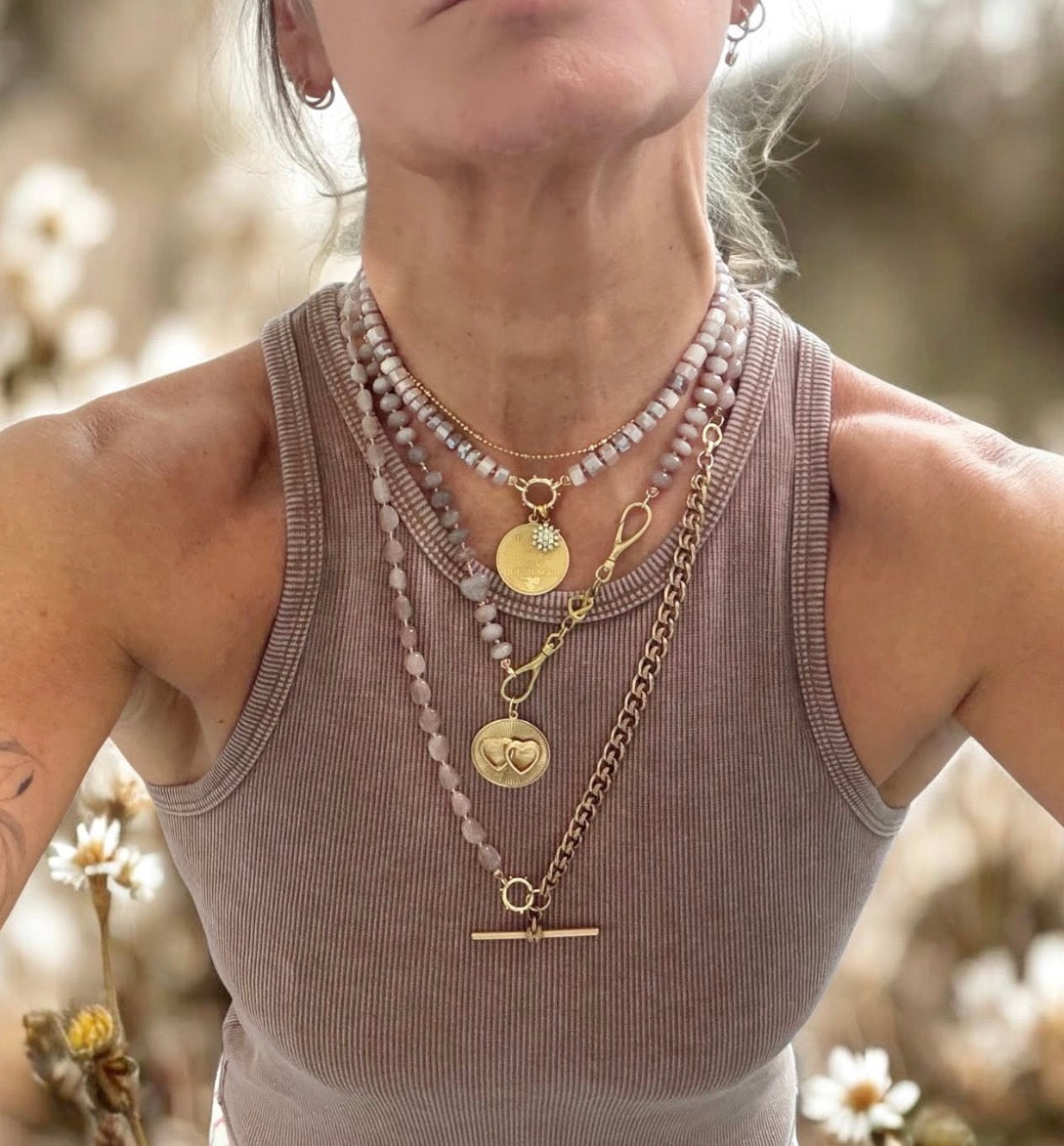 Chocolate Moonstone Bolt Cut Gemstone Necklace