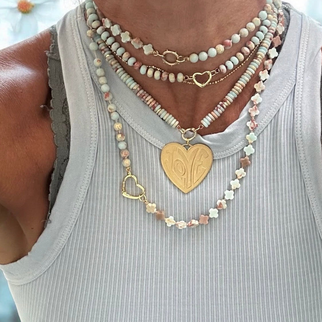 Vintage Raw Brass LOVE Heart Pendant