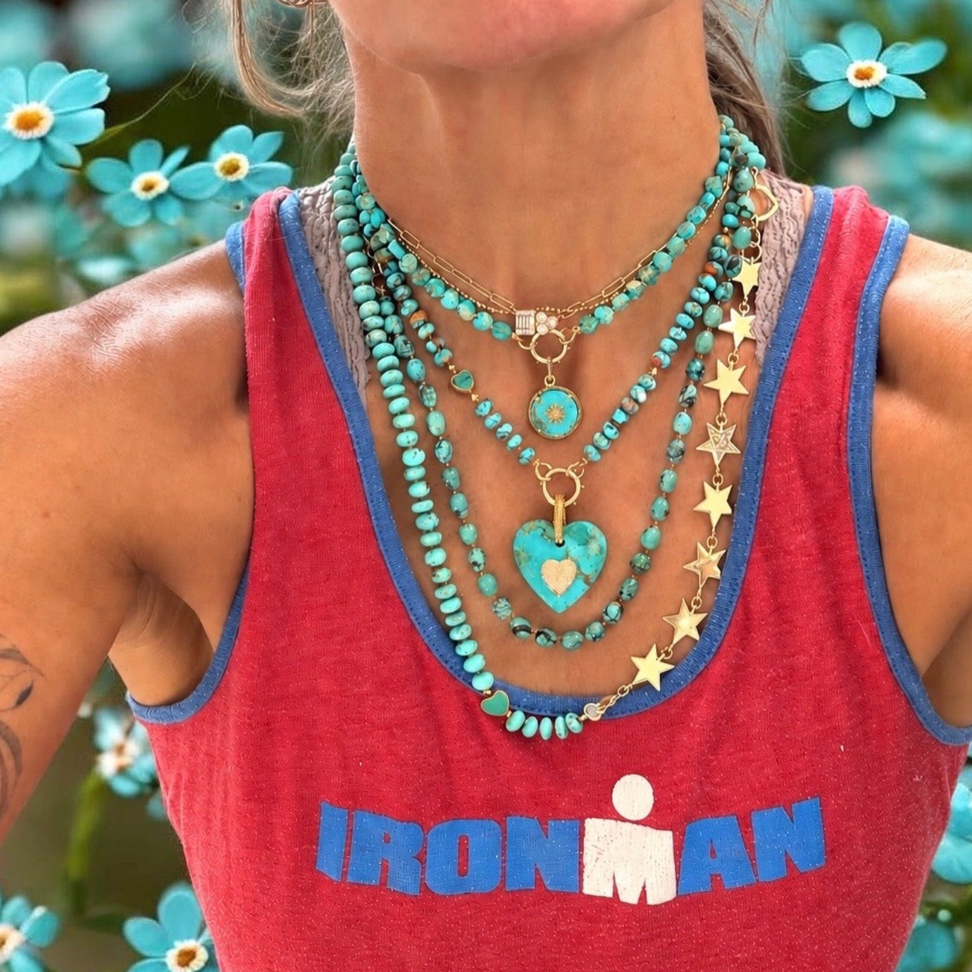 Turquoise & Diamond Heart Pendant