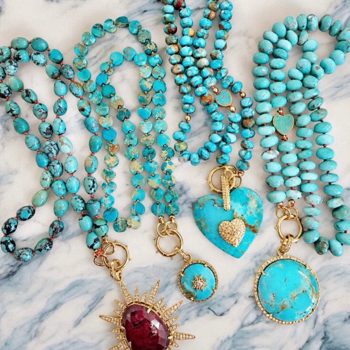 Turquoise & Diamond Heart Pendant