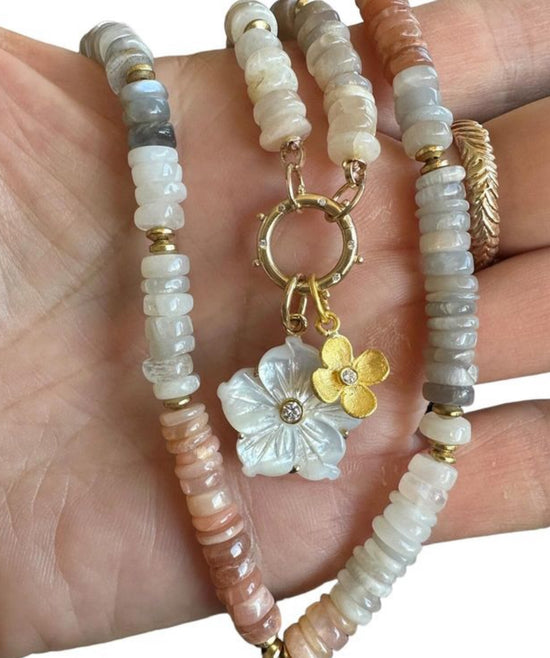 Natural Moonstone Heishi Gemstone Necklace