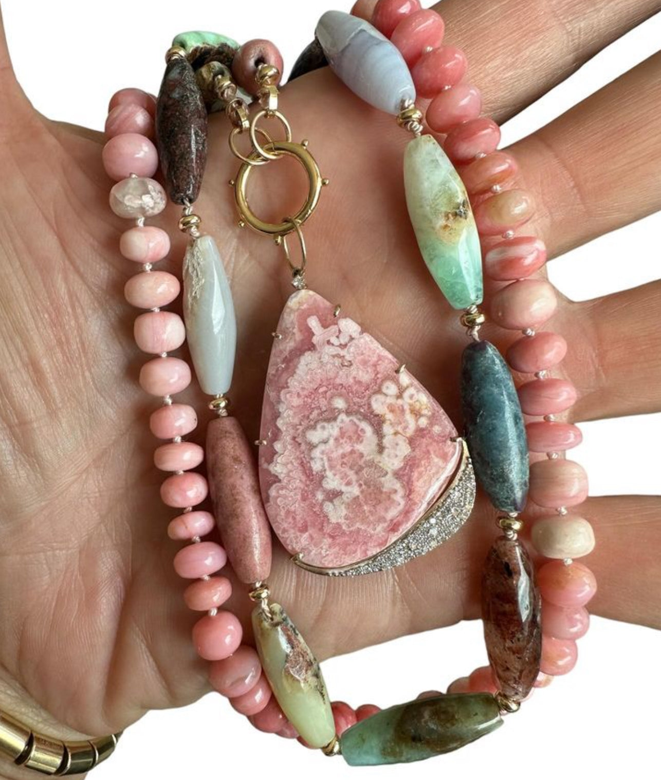 Candy Pink Opal Gemstone Necklace