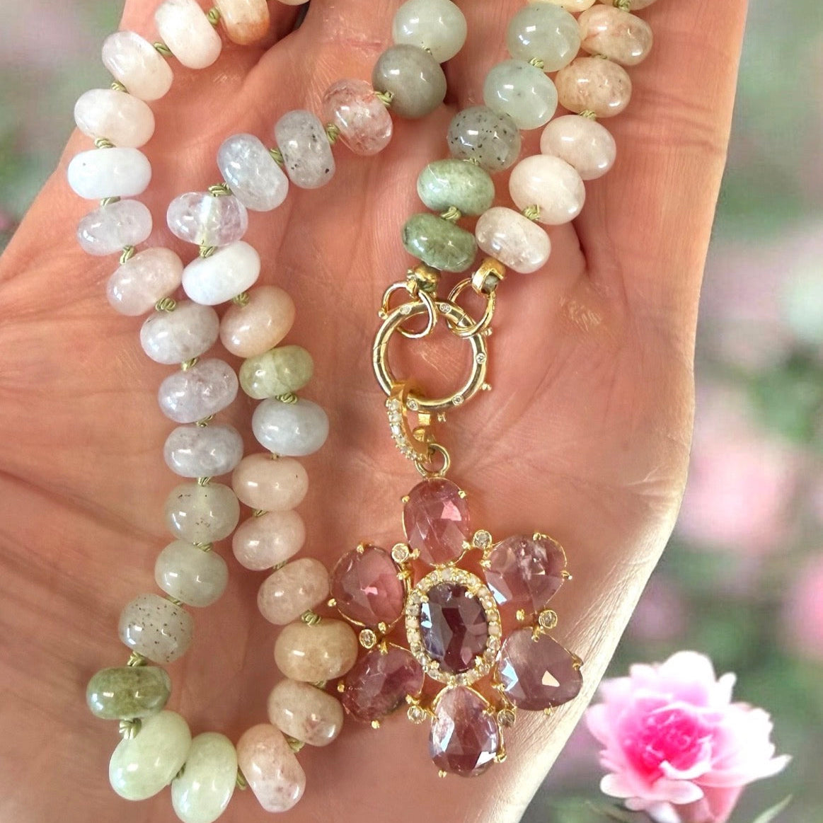 Pastel Rainbow Gemstone Necklace