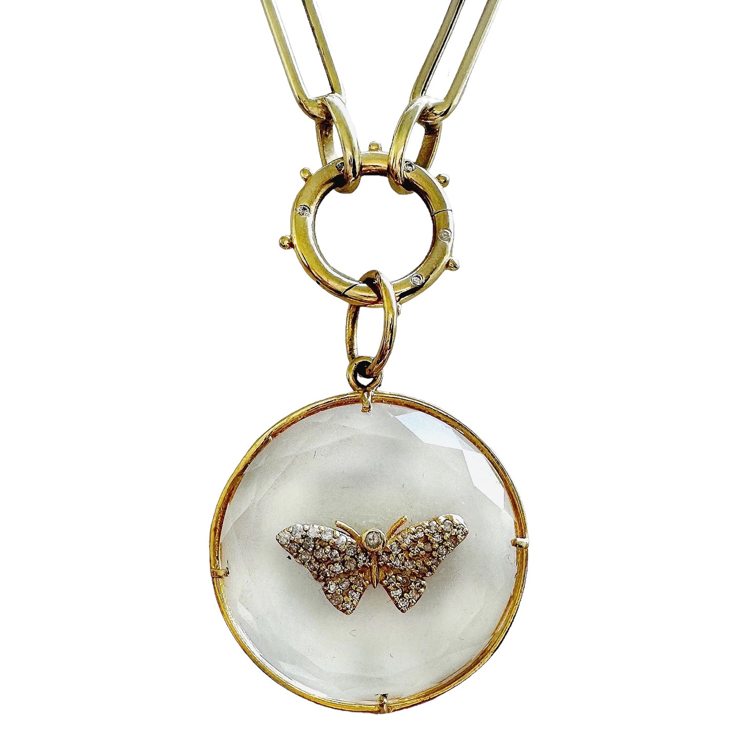 Crystal Quartz Butterfly Charm