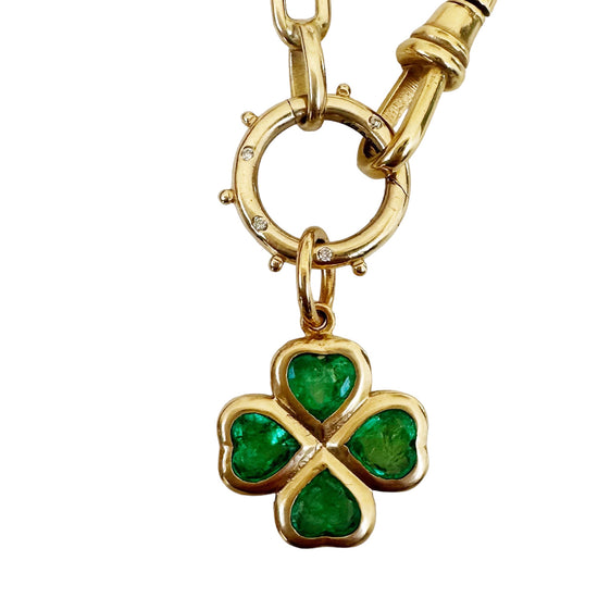Load image into Gallery viewer, Emerald Clover Charm
