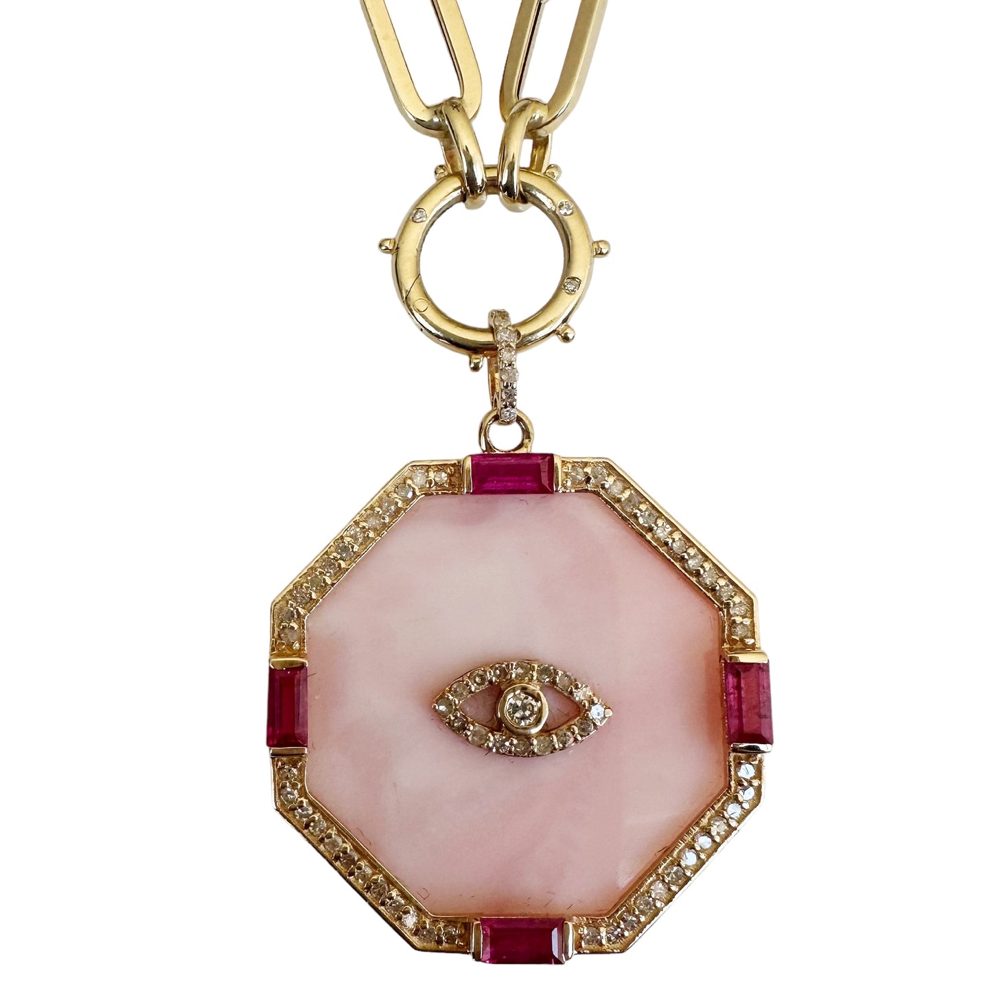 Load image into Gallery viewer, Pink Opal Hexagon Charm
