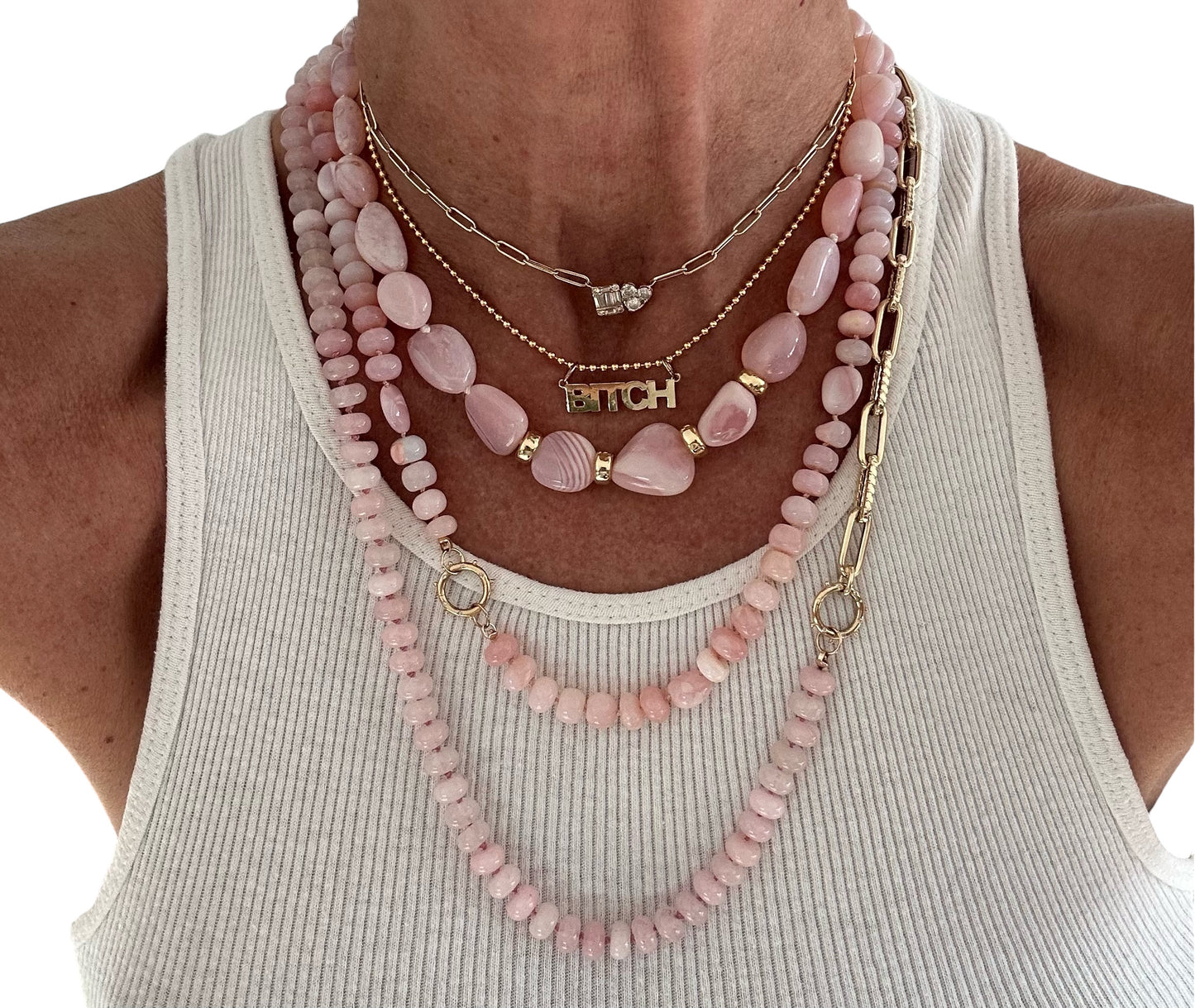 Pink Jade Gemstone Necklace