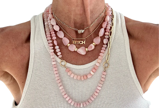 Pink Chalcedony Nugget Gemstone Necklace