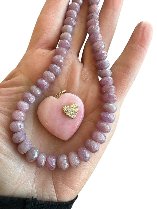 Pink Opal Heart Charm