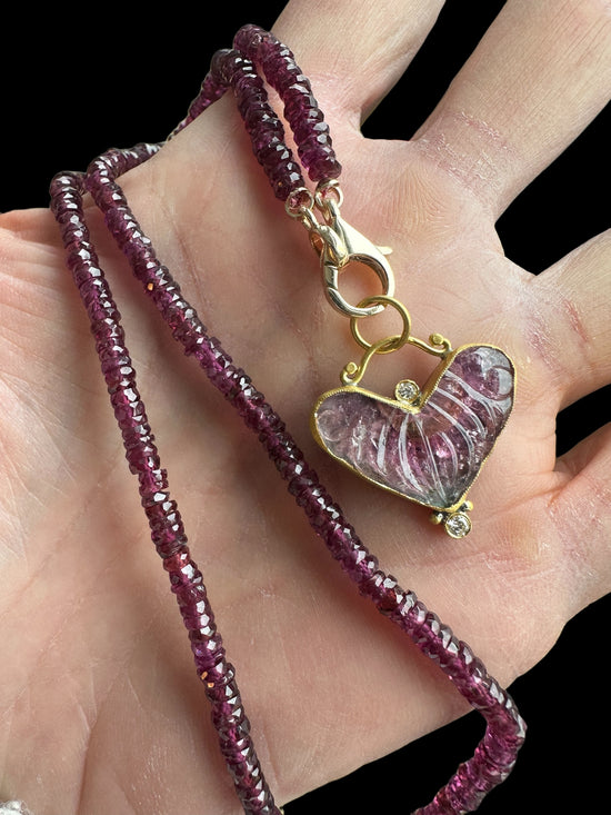 Tourmaline Carved Heart Charm