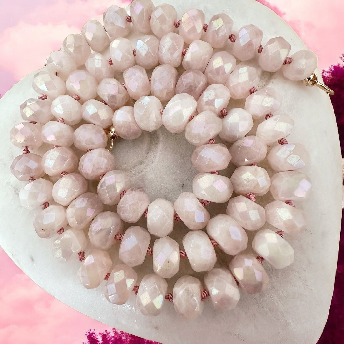 Titanium Rose Quartz Gemstone Necklace